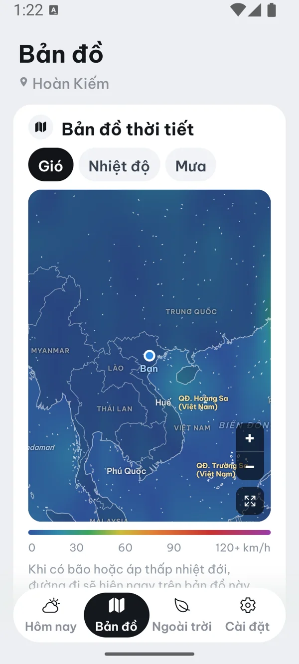 Bản đồ gió của Clima